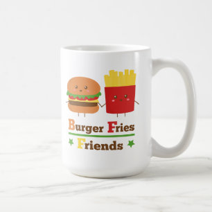 Kawaii Cartoon Burger Fries Friends BFF Koffiemok