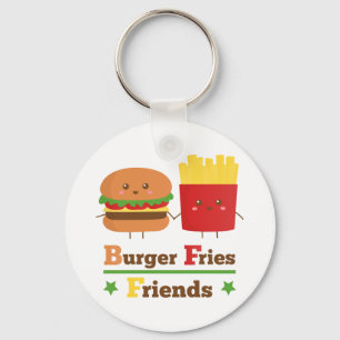 Kawaii Cartoon Burger Frites Vrienden BFF Sleutelhanger