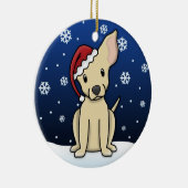 Kawaii Cartoon Chihuahua kerstversier Keramisch Ornament (Rechts)