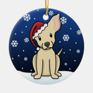 Kawaii Cartoon Chihuahua kerstversier Keramisch Ornament