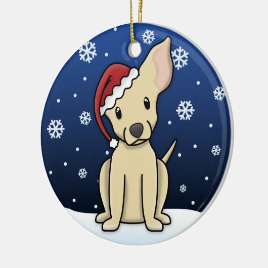 Kawaii Cartoon Chihuahua kerstversier Keramisch Ornament (Links)
