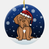 Kawaii Cartoon Dogue de Bordeaux Kerstmis Keramisch Ornament (Achterkant)