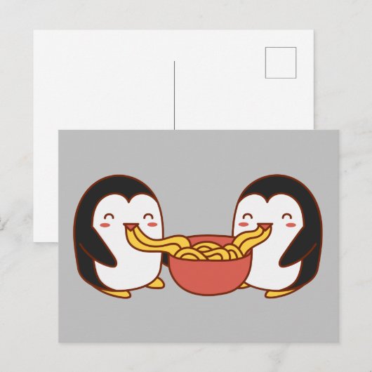 Kawaii Cartoon Eating Noodles Briefkaart (Voorkant / Achterkant)