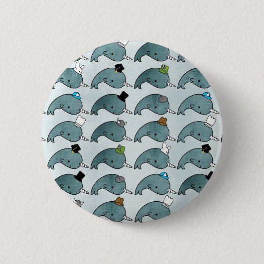 Kawaii Cartoon Grunge Narwhals met petten Button (Voorkant)