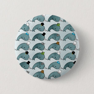 Kawaii Cartoon Grunge Narwhals met petten Button