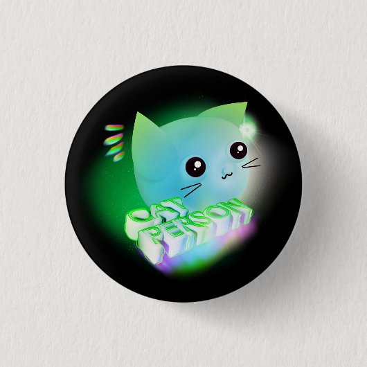 Kawaii Cartoon Kitten Button (Voorkant)