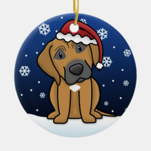 Kawaii Cartoon Rhodesian Ridgeback kerst Keramisch Ornament