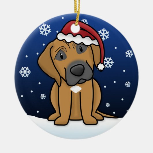 Kawaii Cartoon Rhodesian Ridgeback kerst Keramisch Ornament (Voorkant)