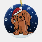 Kawaii Cartoon Ruby Cavalier King Charles Spaniel Keramisch Ornament (Voorkant)