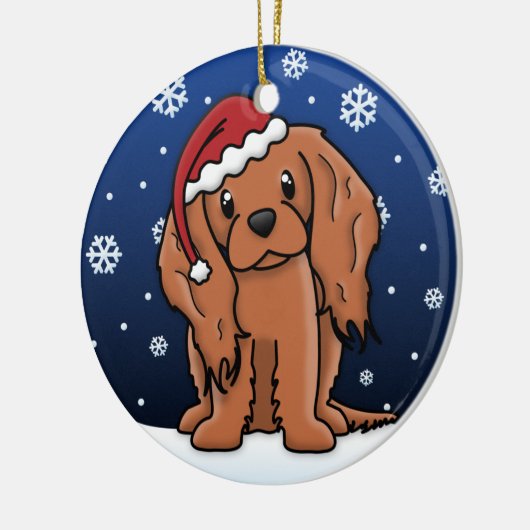 Kawaii Cartoon Ruby Cavalier King Charles Spaniel Keramisch Ornament (Links)
