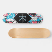 Kawaii Cartoon Style Dessert Name & Initiaal Kinde Skateboard (Horizontaal)