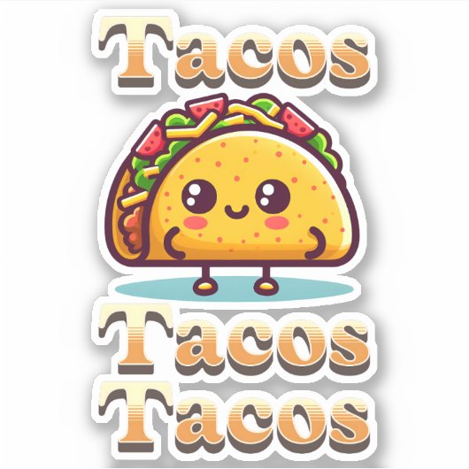 Kawaii Cartoon Tacos Sticker (Voorkant)