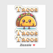 Kawaii Cartoon Tacos Sticker (Vel)