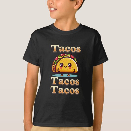 Kawaii Cartoon Tacos T-shirt (Voorkant)