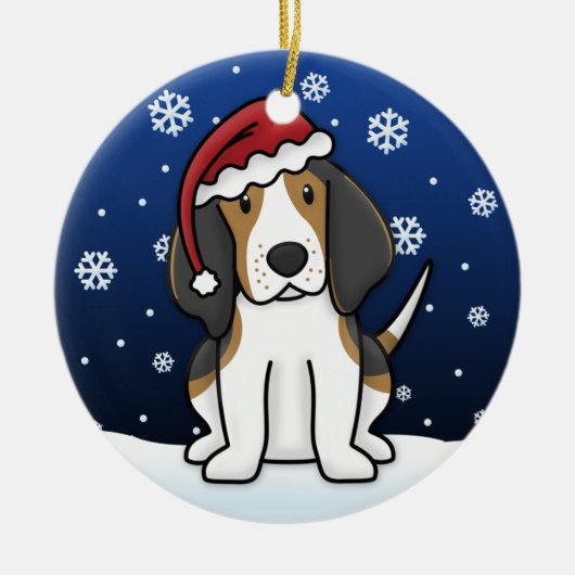 Kawaii Cartoon Treeing Walker Coonhound Kerstmis Keramisch Ornament (Voorkant)