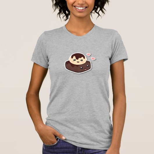 Kawaii Cartoon van Vanilla Ice Cream en Brownie T-shirt (Voorkant)