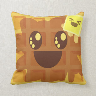 Kawaii Cartoon Waffle Butter Syrup Cute Breakfast Kussen