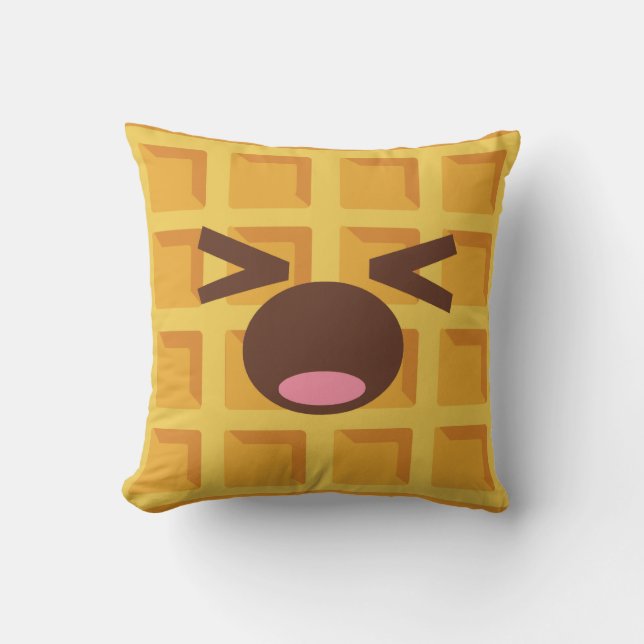 Kawaii Cartoon Waffle Slapen Schattig Ontbijt Kussen (Voorkant)