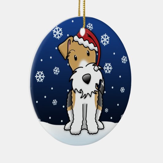 Kawaii Cartoon Wire Fox Terrier kerstversiering Keramisch Ornament (Rechts)