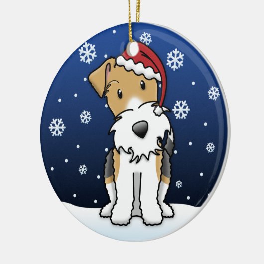 Kawaii Cartoon Wire Fox Terrier kerstversiering Keramisch Ornament (Links)
