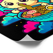 Kawaii Cat Alien Ufo Ramen Graphic Tee Funny Japan Poster (Hoek)