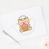 Kawaii Cat Chef With Cupcake Sticker (Enveloppe)