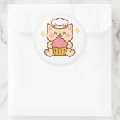Kawaii Cat Chef With Cupcake Sticker (Sac)