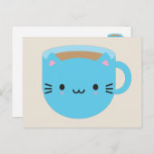Kawaii Cat Cup in Tea Briefkaart (Voorkant / Achterkant)
