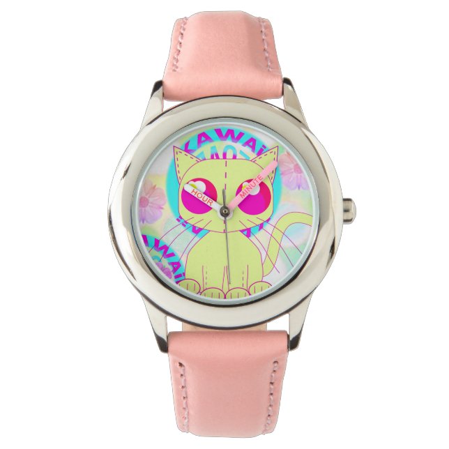 Kawaii cat cute anime design horloge (Voorkant)