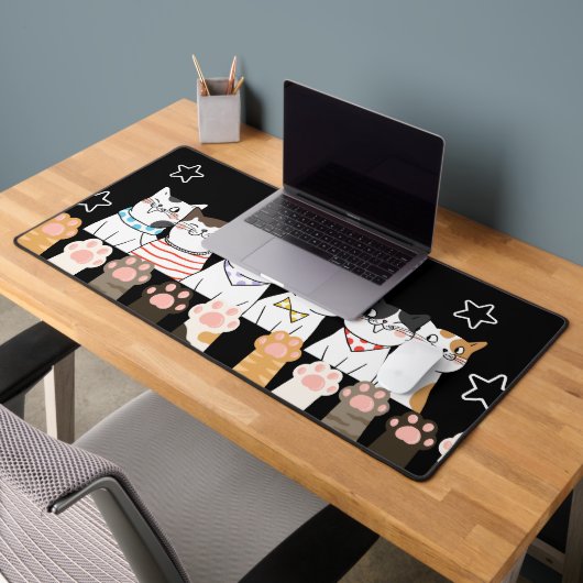 Kawaii Cat Desk Mat - Décor de bureau ou de jeu (Bureau 2)