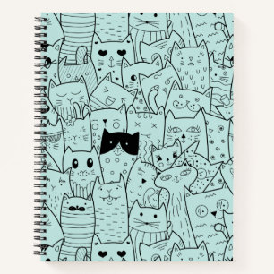 Kawaii Cat Doodles Pattern Notitieboek