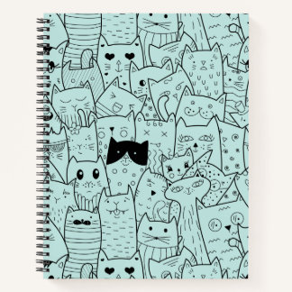 Kawaii Cat Doodles Pattern Notitieboek