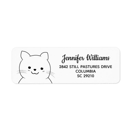 Kawaii Cat Drawing Personalized Adresetiketten Etiket (Voorkant)