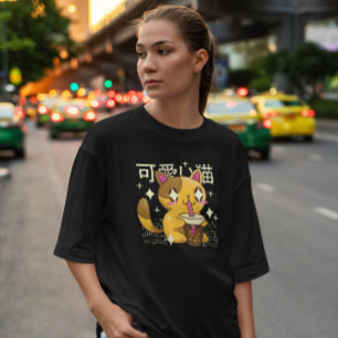 Kawaii Cat Drink Bubble Tea T-shirt