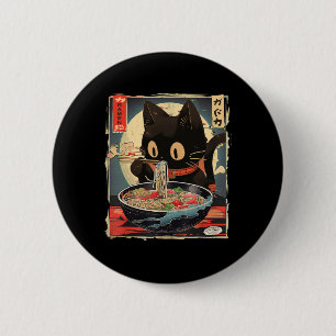 Kawaii Cat Eating Ramen Noodles Anime Gift Meisjes Ronde Button 5,7 Cm