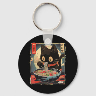 Kawaii Cat Eating Ramen Noodles Anime Gift Meisjes Sleutelhanger