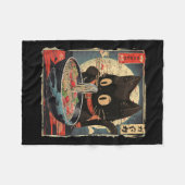 Kawaii Cat Eating Ramen Noodles Japans M Fleece Deken (Voorkant (Horizontaal))