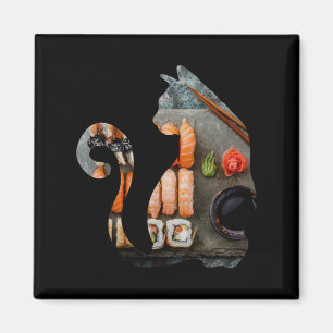 Kawaii Cat Eating Ramen Noodles Japans voedseldier Magneet