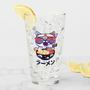 Kawaii Cat Eating Ramen – Schattigee Japanse noede Glas