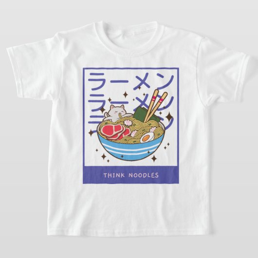 Kawaii Cat Eating Spaghetti 40 T-shirt (Laagn)
