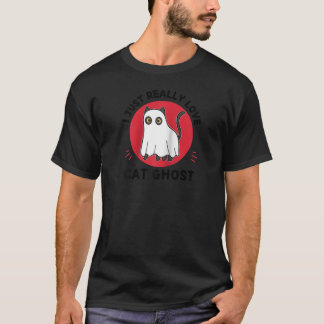Kawaii Cat Ghost Ik hou van Cute Cat Ghost T-shirt