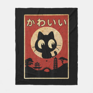 Kawaii Cat Japanse Black Anime Gift Girls Fleece Deken