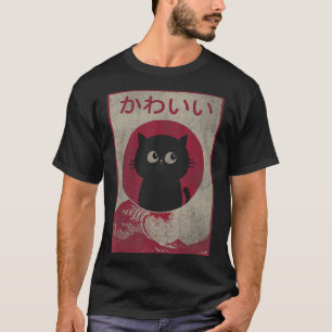 Kawaii Cat Japanse Black Anime Gift Girls T-shirt