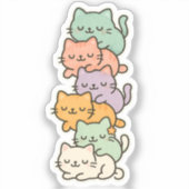 Kawaii Cat Mountain pastel Sticker (Voorkant)