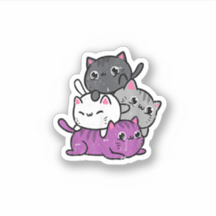 Kawaii Cat Pile Ace Pride Vintage Sticker