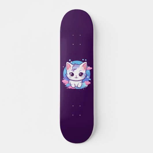 Kawaii Cat Pink Skateboard (Voorkant)