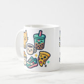 Kawaii Cat Pizza Bubble Thé Café - Cute Mug Desi (Devant gauche)