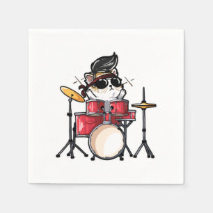 Kawaii Cat Playing Drummer Cats Lover Servet