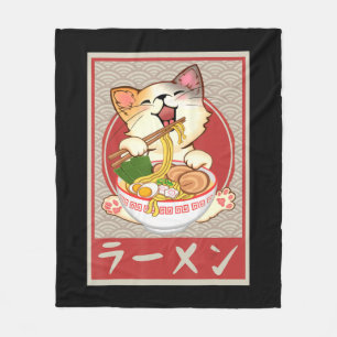Kawaii Cat Ramen Anime Japanse Gift Girls Fleece Deken