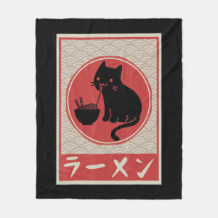Kawaii Cat Ramen Anime Japanse Gift Girls Fleece Deken